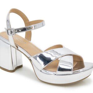 Kenneth Cole Silver "Reaction" Platform Heels (worn once)